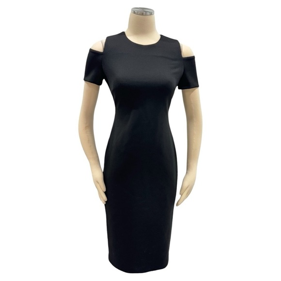 Calvin Klein Cold Shoulder Sheath Slim Jewel Neck Below the Knee Dress Size 2 - Picture 7 of 8